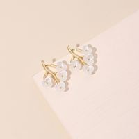 Korea's Simple Versatile Pearl White Flower Fashion Trendy Resin Earrings For Women main image 3