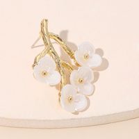 Korea's Simple Versatile Pearl White Flower Fashion Trendy Resin Earrings For Women main image 5