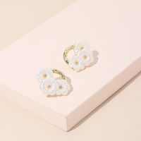 Pearl White Flower Resin Tide Korean Simple Fashion Wild Earrings For Women main image 3