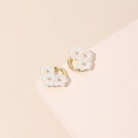 Pearl White Flower Resin Tide Korean Simple Fashion Wild Earrings For Women main image 4