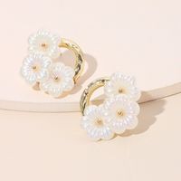 Pearl White Flower Resin Tide Korean Simple Fashion Wild Earrings For Women main image 5