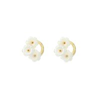 Pearl White Flower Resin Tide Korean Simple Fashion Wild Earrings For Women main image 6