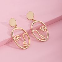 Fashion Golden Face Stud Contour Alloy Earrings Exaggerated  Wholesale main image 2