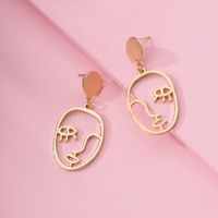 Fashion Golden Face Stud Contour Alloy Earrings Exaggerated  Wholesale main image 3