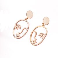 Fashion Golden Face Stud Contour Alloy Earrings Exaggerated  Wholesale main image 6