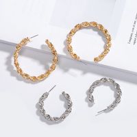 Retro Exaggerated Design Irregular Chain Fold Fashionable Circle C-shaped Earrings Wholesale Nihaojewelry main image 2