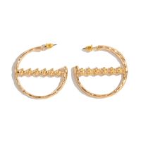 New Fashion Round C-shaped Earrings Flower Texture  Hoop Earrings main image 6