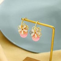 Korean Fashion S925 Silver Needle Geometric Opal Women's Zircon Flower Earrings main image 4
