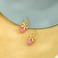 Korean Fashion S925 Silver Needle Geometric Opal Women's Zircon Flower Earrings main image 5
