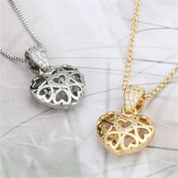 Fashion Simple Inlaid Zirconium Hollow Heart-shaped Copper Necklace New Love Pendant main image 1