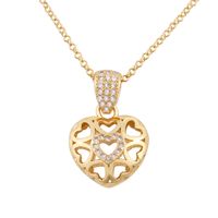 Fashion Simple Inlaid Zirconium Hollow Heart-shaped Copper Necklace New Love Pendant main image 5