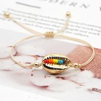Fashion Niche Fashion Beach Style Rainbow Rice Bead Woven Natural Shell Bracelet For Women main image 1