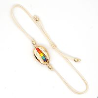 Pulsera De Concha Natural Tejida Con Cuentas De Arroz Arcoíris De Estilo De Playa De Nicho De Moda Para Mujer main image 6