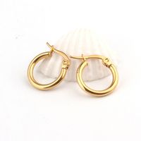 12/14mm Stainless Steel Titanium Steel Earrings Fashion Simple Gold Earrings Wholesale Nihaojewelry main image 3