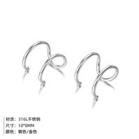 Stainless Steel Double-layer Unisex Simple Fashion Gold-plated Non-pierced Earrings main image 3