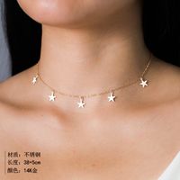 Korean Fashion Star 316l Titanium Steel 14k Gold Plated Short Necklace main image 3