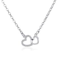 New Ladies Wild Love-shaped Diamond Hollow Double Peach Heart Pendant Necklace Clavicle Chain sku image 2