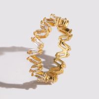 New Fashion Ladies Rectangular Trapezoidal Zircon Glass Ring Wholesale Nihaojewelry sku image 1