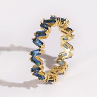 New Fashion Ladies Rectangular Trapezoidal Zircon Glass Ring Wholesale Nihaojewelry sku image 5