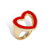 New Fashion Ladies Heart-shaped Oiled Copper Ring Wholesale Nihaojewelry sku image 1