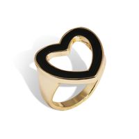 New Fashion Ladies Heart-shaped Oiled Copper Ring Wholesale Nihaojewelry sku image 4