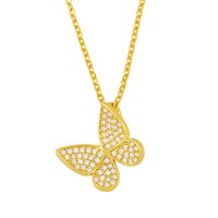 Korean Diamond Butterfly Women's Copper Short Clavicle Chain Necklace sku image 1