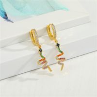 Fashion Micro-inlaid Cross Color Zircon Snake Exquisite Diamond-set Color Zirconium Sun Small Copper Earrings sku image 1