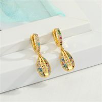 Fashion Micro-inlaid Cross Color Zircon Snake Exquisite Diamond-set Color Zirconium Sun Small Copper Earrings sku image 4