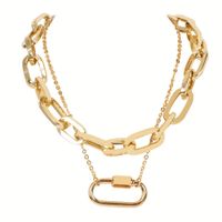 Fashion Oval Link Buckle Retro Punk Style Thick Clavicle Chain Necklace sku image 1