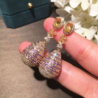 Hollow  Exaggerated Elegant Fashionable Purple Long Tassel Petal Earrings Wholesale Nihaojewelry sku image 1