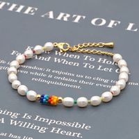 Fashion Niche Baroque Natural Freshwater Pearl Wild Rainbow Imported Miyuki Rice Bead Bracelet sku image 1