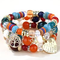 Fashion Trend Concise  Versatile Metal Peach Heart Pendant Candy Beads Multilayer Alloy Bracelet main image 8