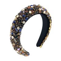 Baroque Four-color Glass Rhinestone Gold Velvet Sponge Fashion Bridal Headband Wholesale main image 3