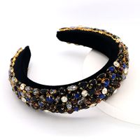 Baroque Four-color Glass Rhinestone Gold Velvet Sponge Fashion Bridal Headband Wholesale main image 6