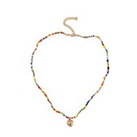 Bohemian Hand-woven Rice Beads Love Necklace Color Beaded Pendant Jewelry main image 6