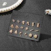 Fashion New Retro Simple Golden All-match Alloy Earring Set For Women main image 3