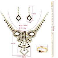 New Bridal Fashion Alloy Diamond Necklace Earrings Three-piece Set main image 3