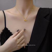Fashion Gold Lock Pendant Geometric Titanium Steel Necklace For Women Wholesale main image 6