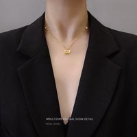 Fashion Gold Lock Pendant Geometric Titanium Steel Necklace For Women Wholesale main image 5