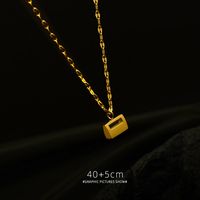 Fashion Gold Lock Pendant Geometric Titanium Steel Necklace For Women Wholesale main image 4