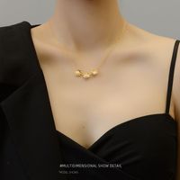 Small Chrysanthemum Clavicle Full Diamond Sexy Stainless Steel Does Not Fade Clavicle Necklace main image 1