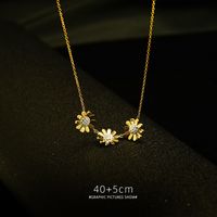 Small Chrysanthemum Clavicle Full Diamond Sexy Stainless Steel Does Not Fade Clavicle Necklace main image 4
