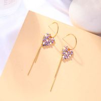 Love Earrings Long Heart-shaped Tassel Silver Earrings Wholesale Nihaojewelry main image 2