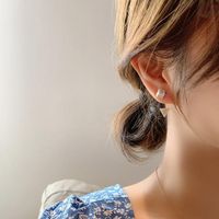 S925 Silver Needle Korea New Simple And Colorful Square Crystal Wild Asymmetric Alloy Earrings For Women main image 5