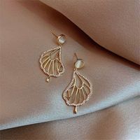 Art Abstract Lotus Leaf New Trendy Women's Silver Needle Alloy Earrings main image 5