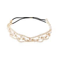 Simple Style Plaid Flower Gauze Inlay Pearl Hair Band sku image 1