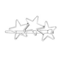Korean Simple Hollow Five-pointed Star One Side Clip Three Stars Simple Metal Clip Wholesale sku image 2