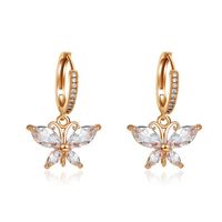 Fashion Butterfly Plating Copper Artificial Gemstones Earrings sku image 1