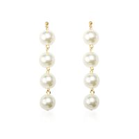 Corée Sauvage Simple Perlé Exagéré Grande Perle Gland Longues Boucles D&#39;oreilles En Alliage Bijoux En Gros sku image 1