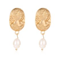 New Fashion Hollow Simple Geometric Freshwater Pearl Metal Earrings sku image 7